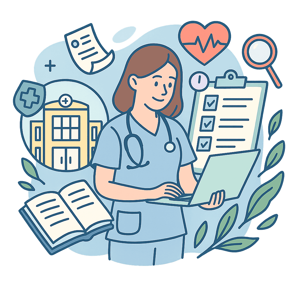 Illustration of Certified Nursing Assistant studying for an exam