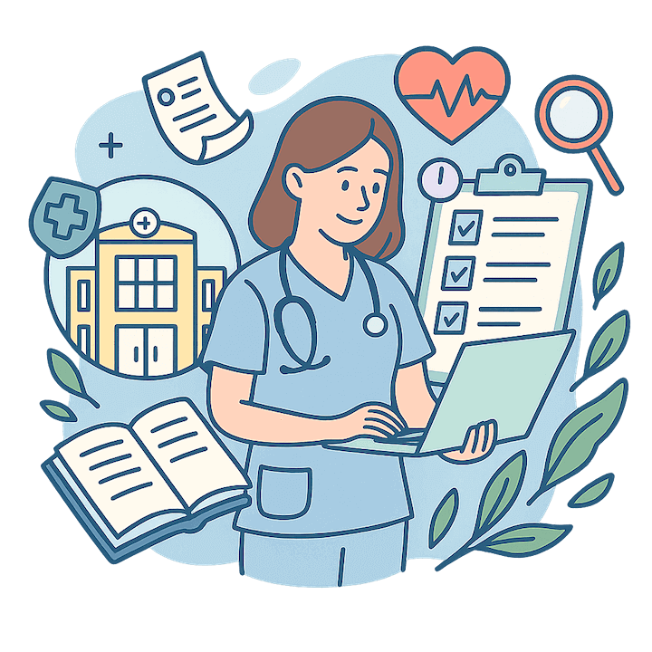 Illustration of Certified Nursing Assistant studying for an exam Illustration of Certified Nursing Assistant studying for an exam